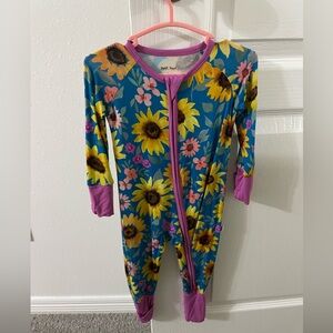 Little Sleepies Blue Onesie with Floral Design